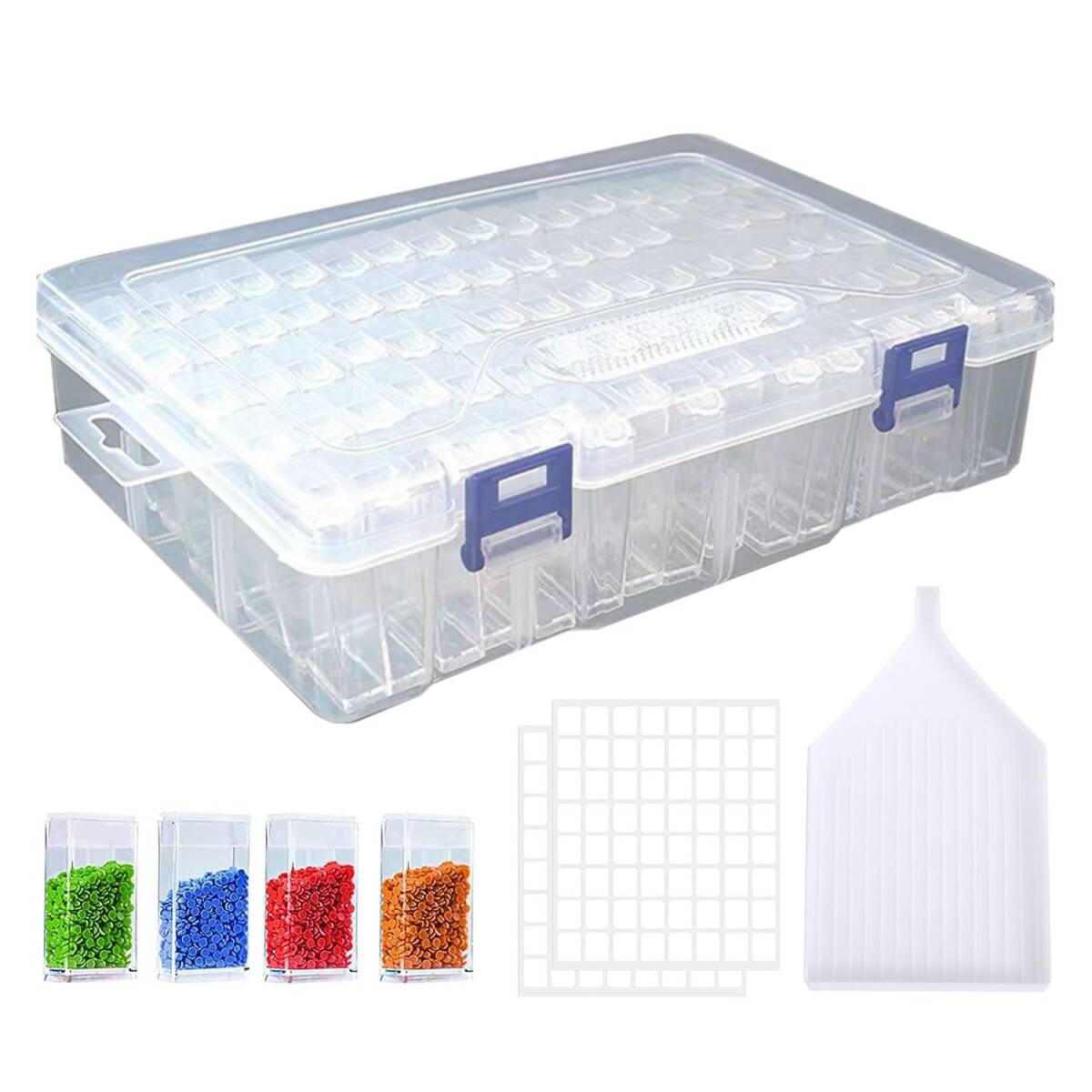 クリアケース 84分割 小物ケース 独立型 ビーズ入れ ダイヤモンドアートツール ネイルケース パーツ 小物 ビーズケース 雑貨入_画像1
