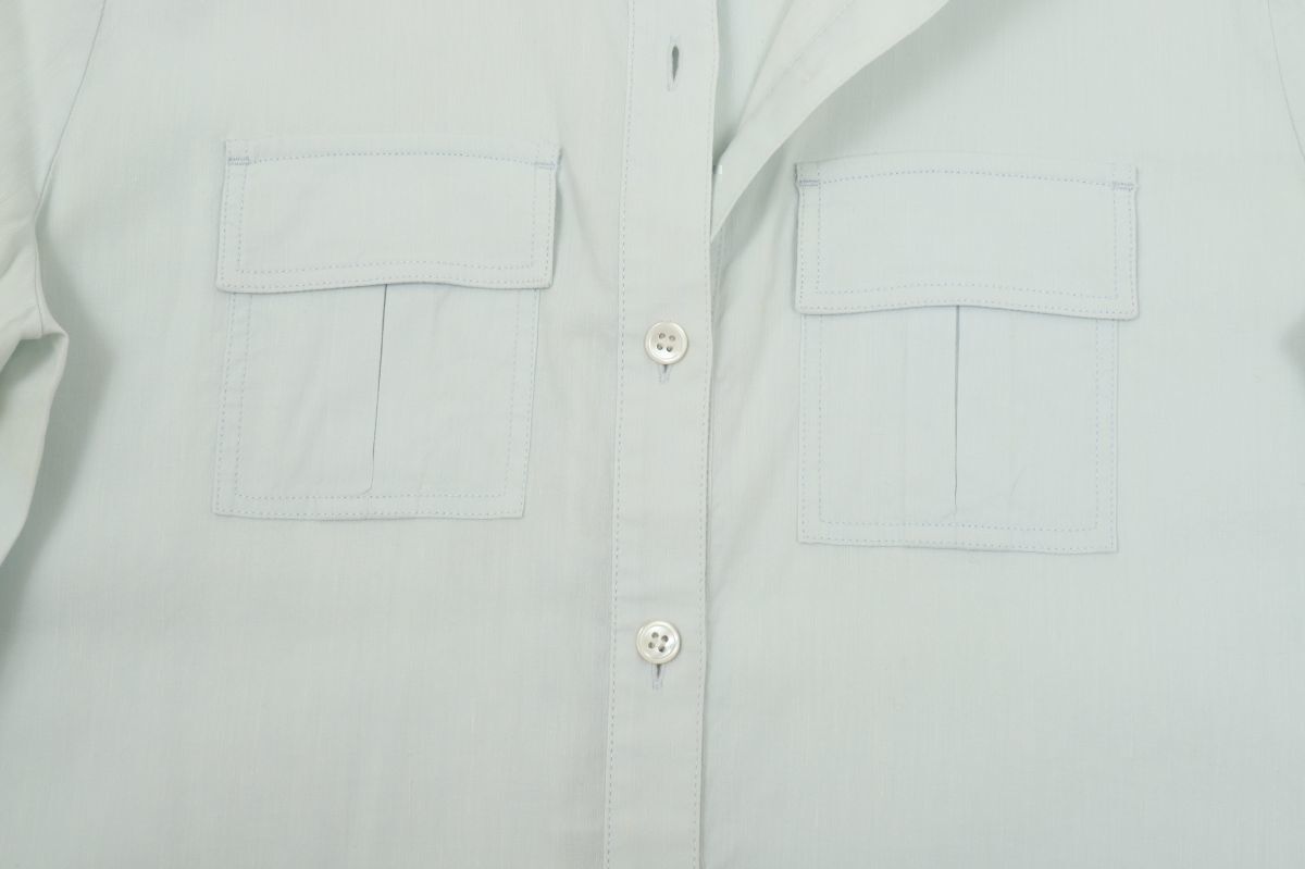 中古品★ theory luxe セオリーリュクス ★前ボタン半袖麻ワンピース 38 サイズM【03-4205501】ライトブルー薄水色【本物保証】_画像5