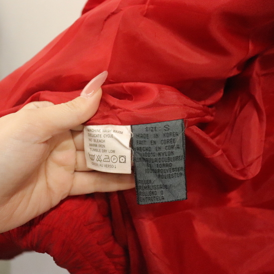 R872 90sビンテージ Lizwear ナイロンジャケット■1990年代製 表記Sサイズ レディース レッド 赤 中綿 アメカジ ストリート 古着 激安 希少_画像3