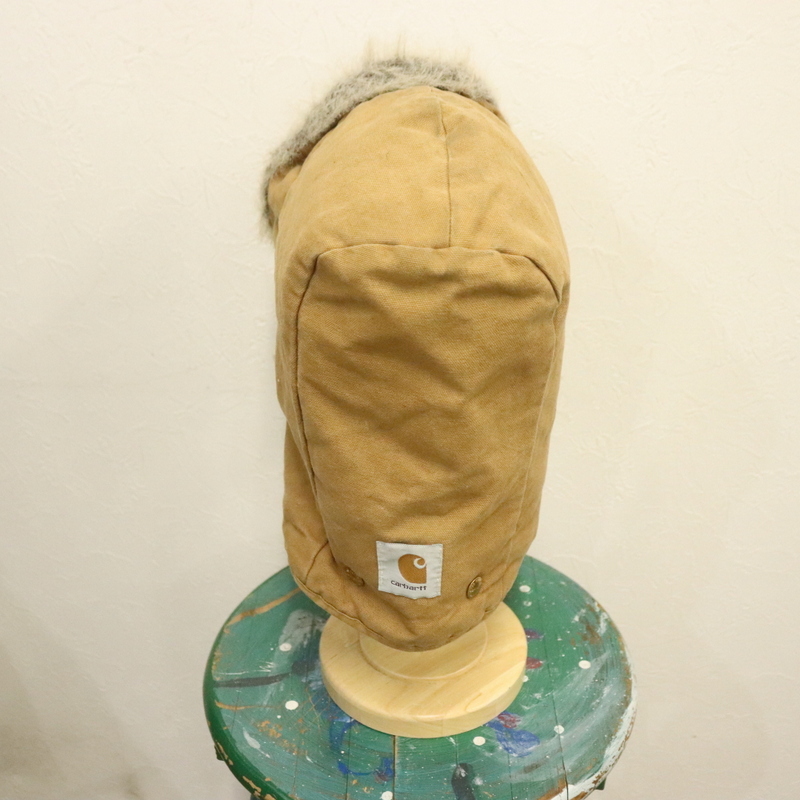 CAP877 80sビンテージ CARHARTT カーハート ダックフード シベリアン■1980年代製 ブラウン 中綿 ファー hat ハット 帽子 古着 アメカジ_画像3