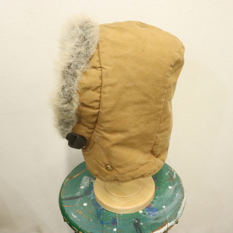 CAP877 80sビンテージ CARHARTT カーハート ダックフード シベリアン■1980年代製 ブラウン 中綿 ファー hat ハット 帽子 古着 アメカジ_画像2