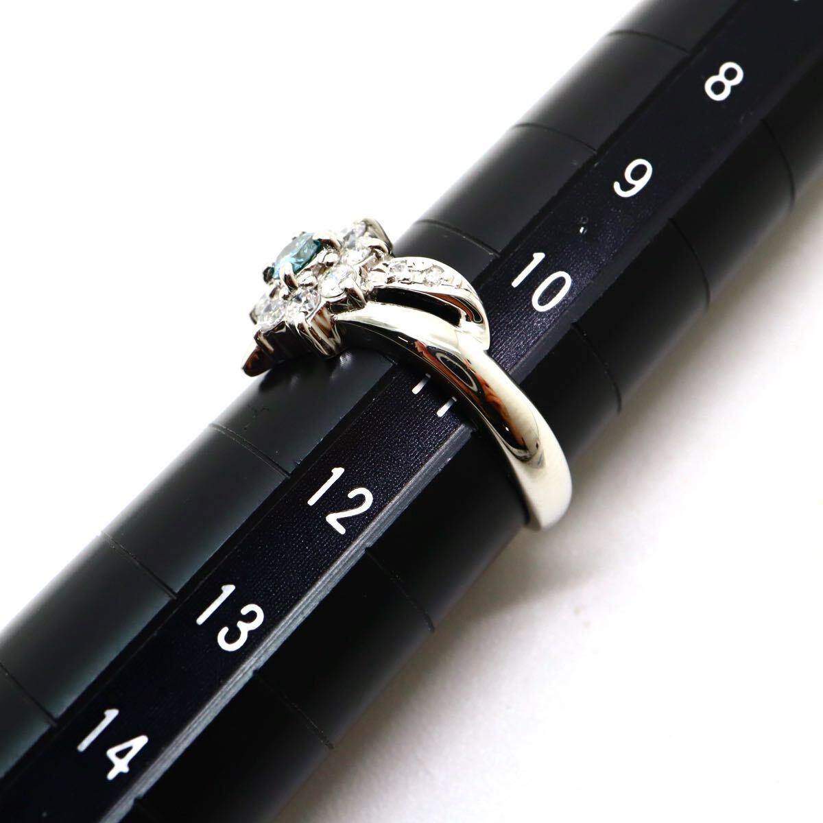 【売り切り】Pt900!!0.50ct!!■天然ダイヤモンドリング■N 約4.4g 約11号 #11 color diamond 指輪 ring ブルー ジュエリー ED4/ED6 U752_画像7