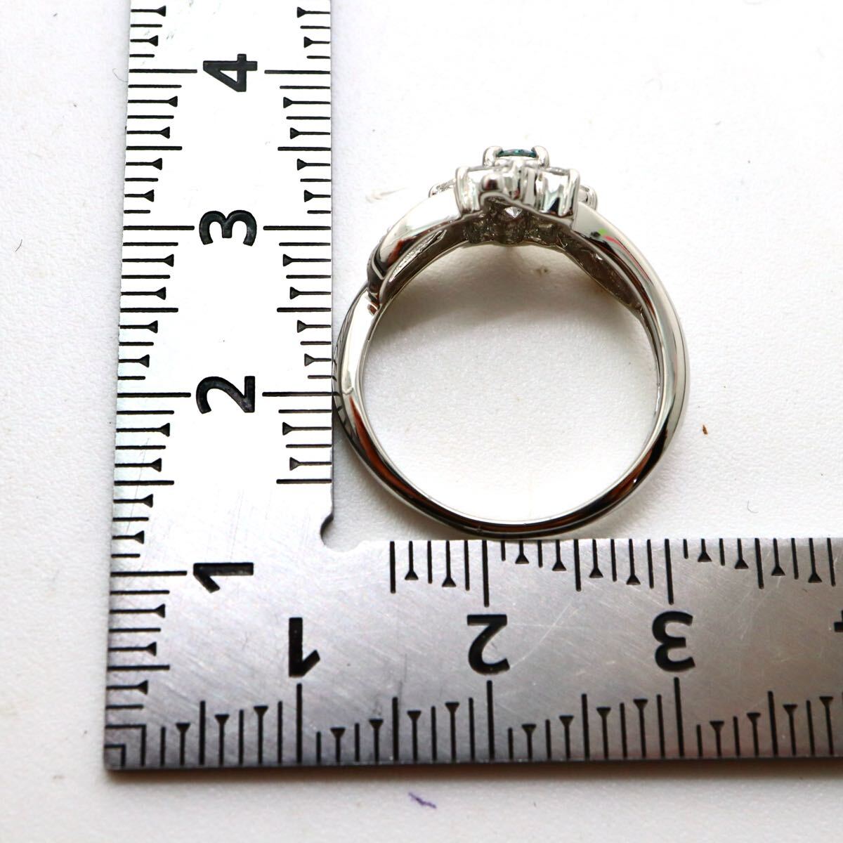 【売り切り】Pt900!!0.50ct!!■天然ダイヤモンドリング■N 約4.4g 約11号 #11 color diamond 指輪 ring ブルー ジュエリー ED4/ED6 U752_画像8