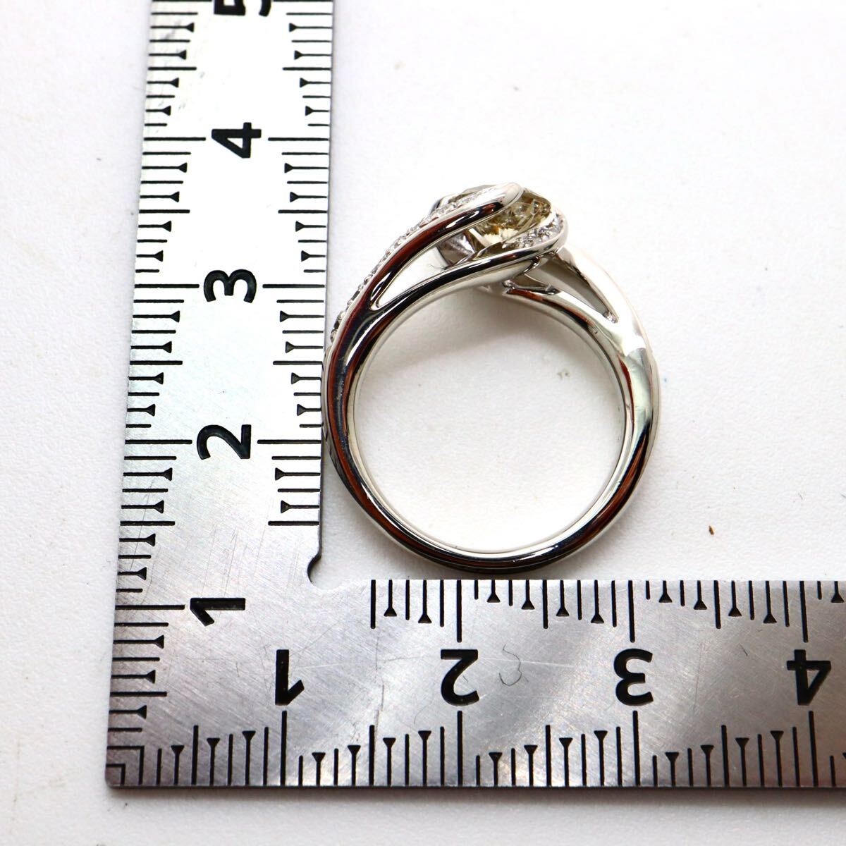 【売り切り】Pt900!!0.20/0.870ct!!■天然ダイヤモンドリング■N 約7.3g 約8号 #8 diamond 指輪 ring ジュエリー ブラウン系 EG2/ U757◎_画像8