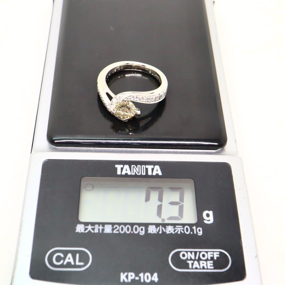 【売り切り】Pt900!!0.20/0.870ct!!■天然ダイヤモンドリング■N 約7.3g 約8号 #8 diamond 指輪 ring ジュエリー ブラウン系 EG2/ U757◎_画像10