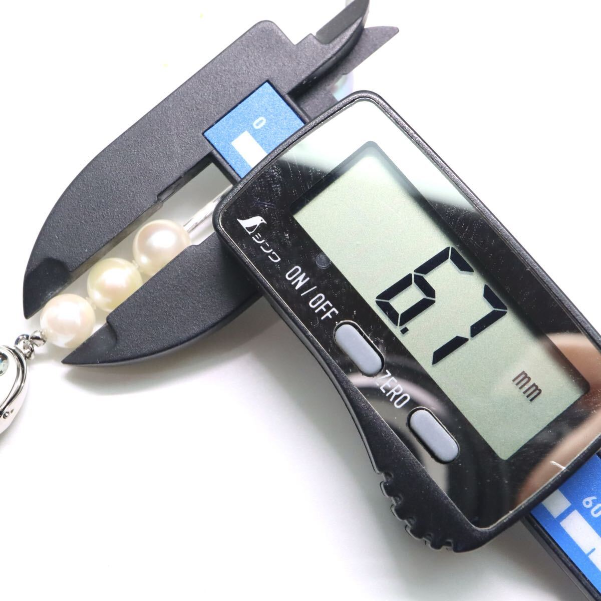 テリ良!!約6.5-8.5mm珠■アコヤ本真珠ネックレス■N 約37.7g 約56.0cm pearl パール jewelry ジュエリー マルチカラー DB0/EA5 U764_画像6