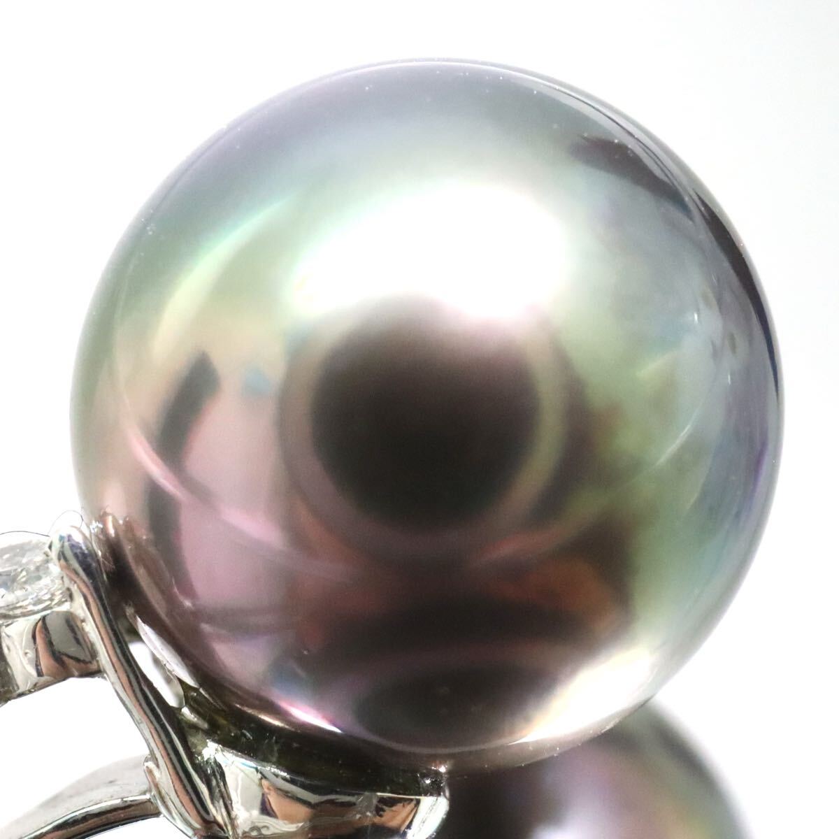 K18WG/Pt900!!約11.8mm珠■南洋黒蝶真珠/天然ダイヤモンドネックレス■N 約6.3g 約64.0cm diamond pearl パール ジュエリー EE5/EF0 U773_画像6