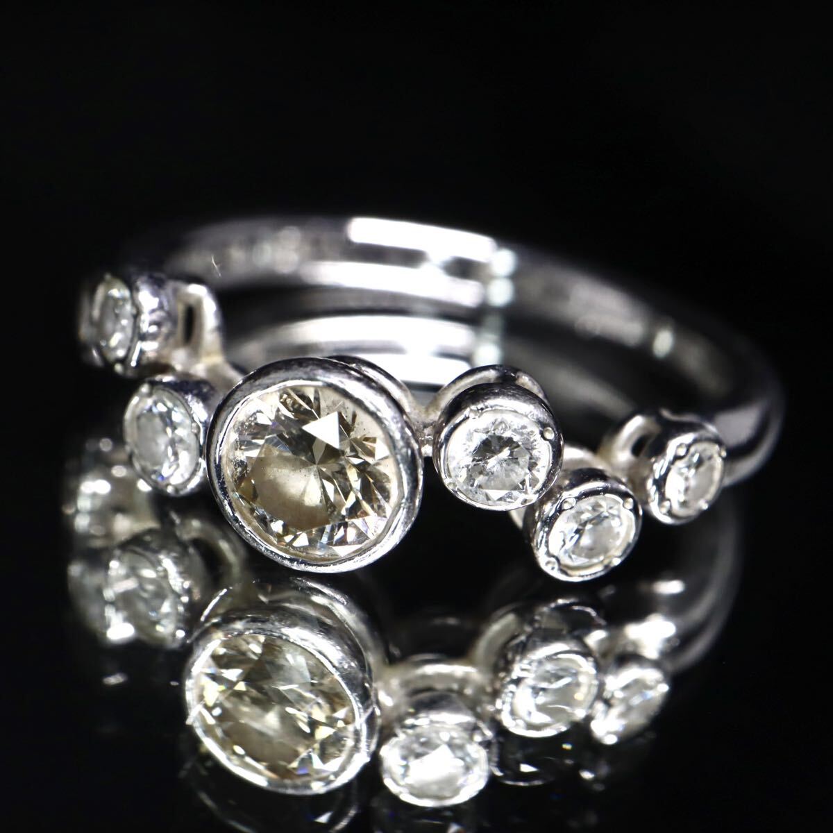 Pt900!!【カシケイ】0.38/0.20ct!!■天然ダイヤモンドリング■N 約3.9g 約10号 #10 diamond 指輪 ring ジュエリー jewelry ED1/EH0 U797_画像2
