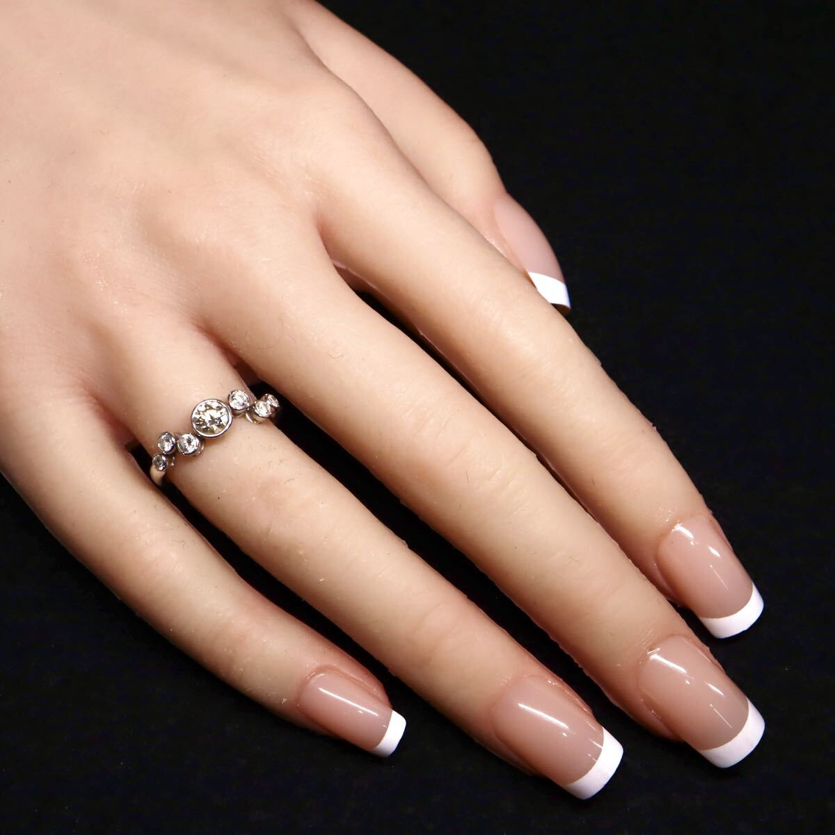 Pt900!!【カシケイ】0.38/0.20ct!!■天然ダイヤモンドリング■N 約3.9g 約10号 #10 diamond 指輪 ring ジュエリー jewelry ED1/EH0 U797_画像9