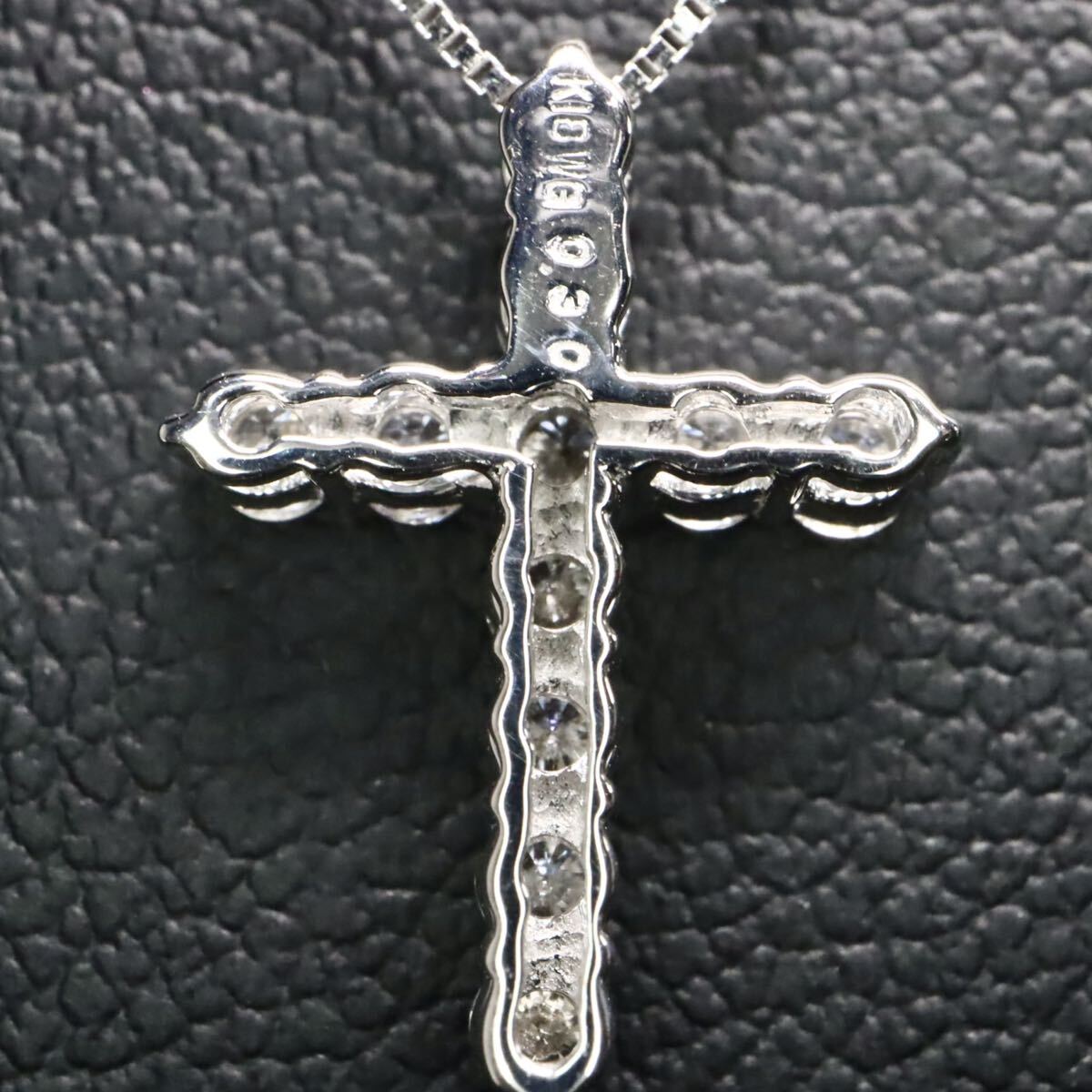 K18WG!!0.30ct!!■クロスモチーフ天然ダイヤモンドネックレス■D 約1.8g 約44.0cm diamond necklace ペンダント ジュエリー EC3/ U950_画像6