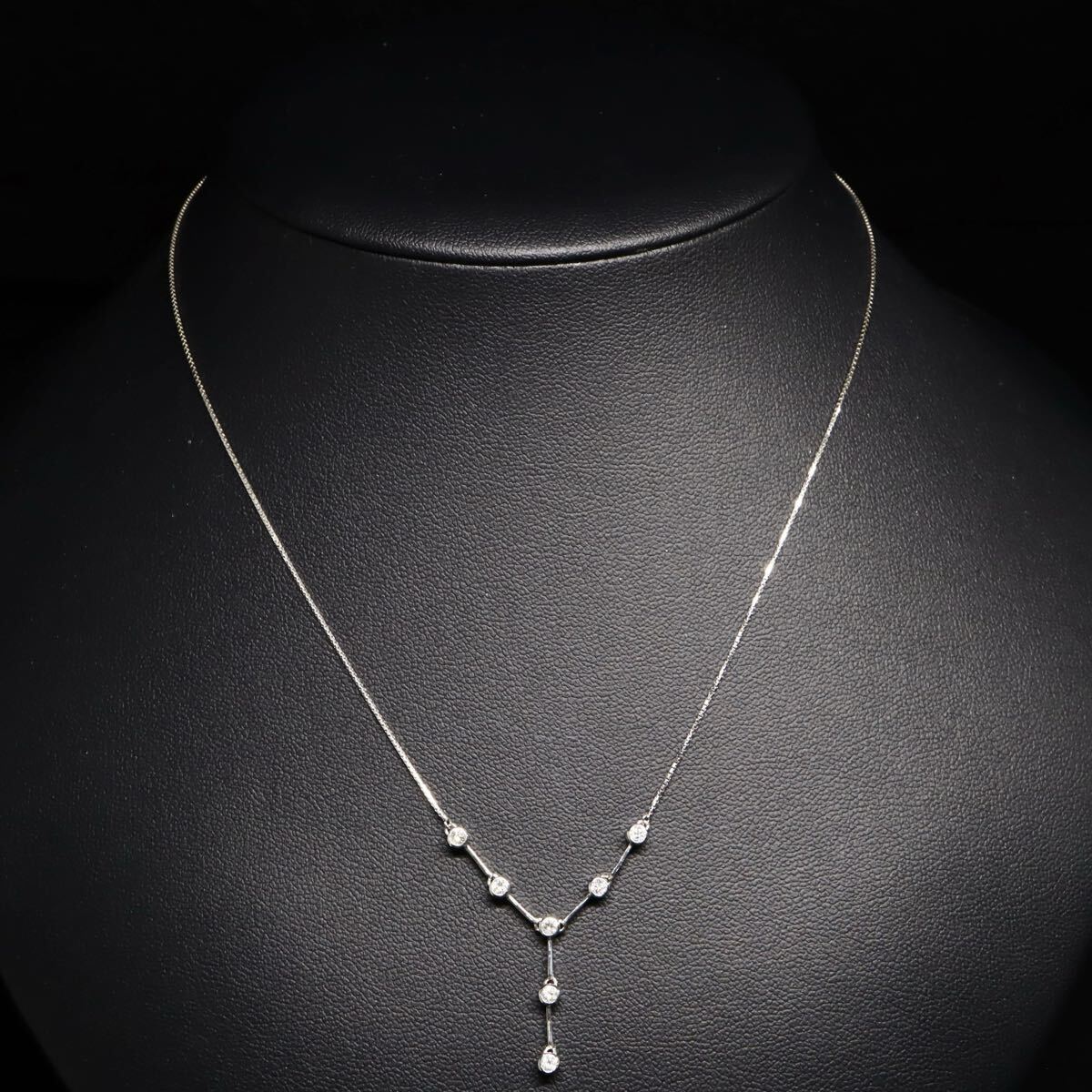 Pt850!!0.30ct!!■天然ダイヤモンドネックレス■D 約3.7g 約40.0cm diamond necklace ペンダント jewelry ジュエリー EC2/ U939_画像2