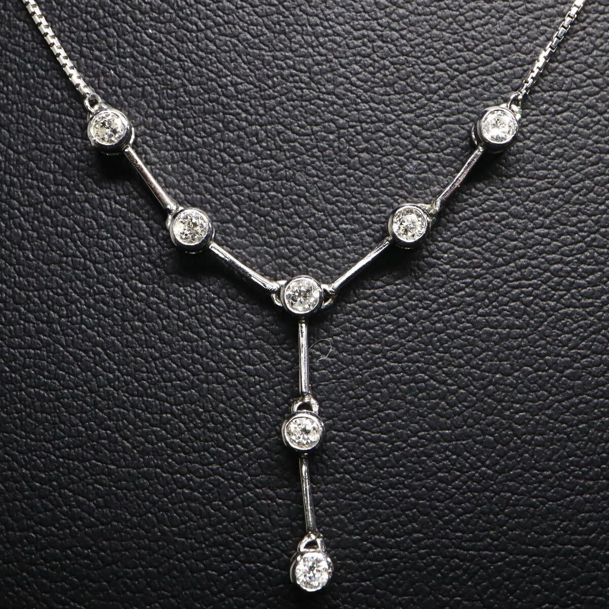 Pt850!!0.30ct!!■天然ダイヤモンドネックレス■D 約3.7g 約40.0cm diamond necklace ペンダント jewelry ジュエリー EC2/ U939_画像4