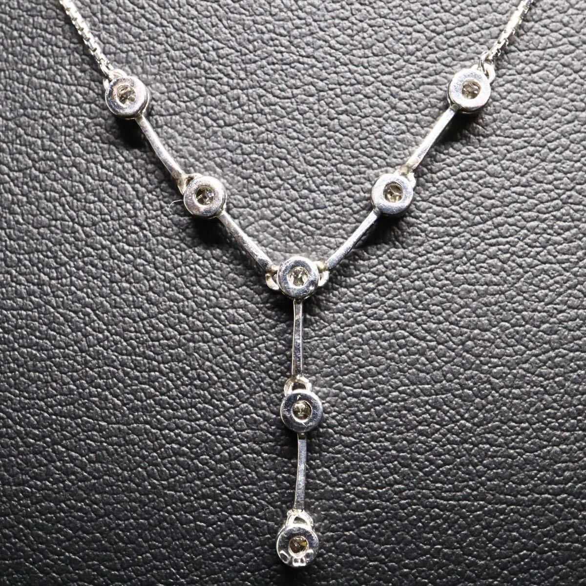 Pt850!!0.30ct!!■天然ダイヤモンドネックレス■D 約3.7g 約40.0cm diamond necklace ペンダント jewelry ジュエリー EC2/ U939_画像6