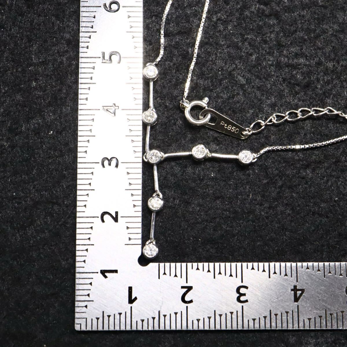 Pt850!!0.30ct!!■天然ダイヤモンドネックレス■D 約3.7g 約40.0cm diamond necklace ペンダント jewelry ジュエリー EC2/ U939_画像8