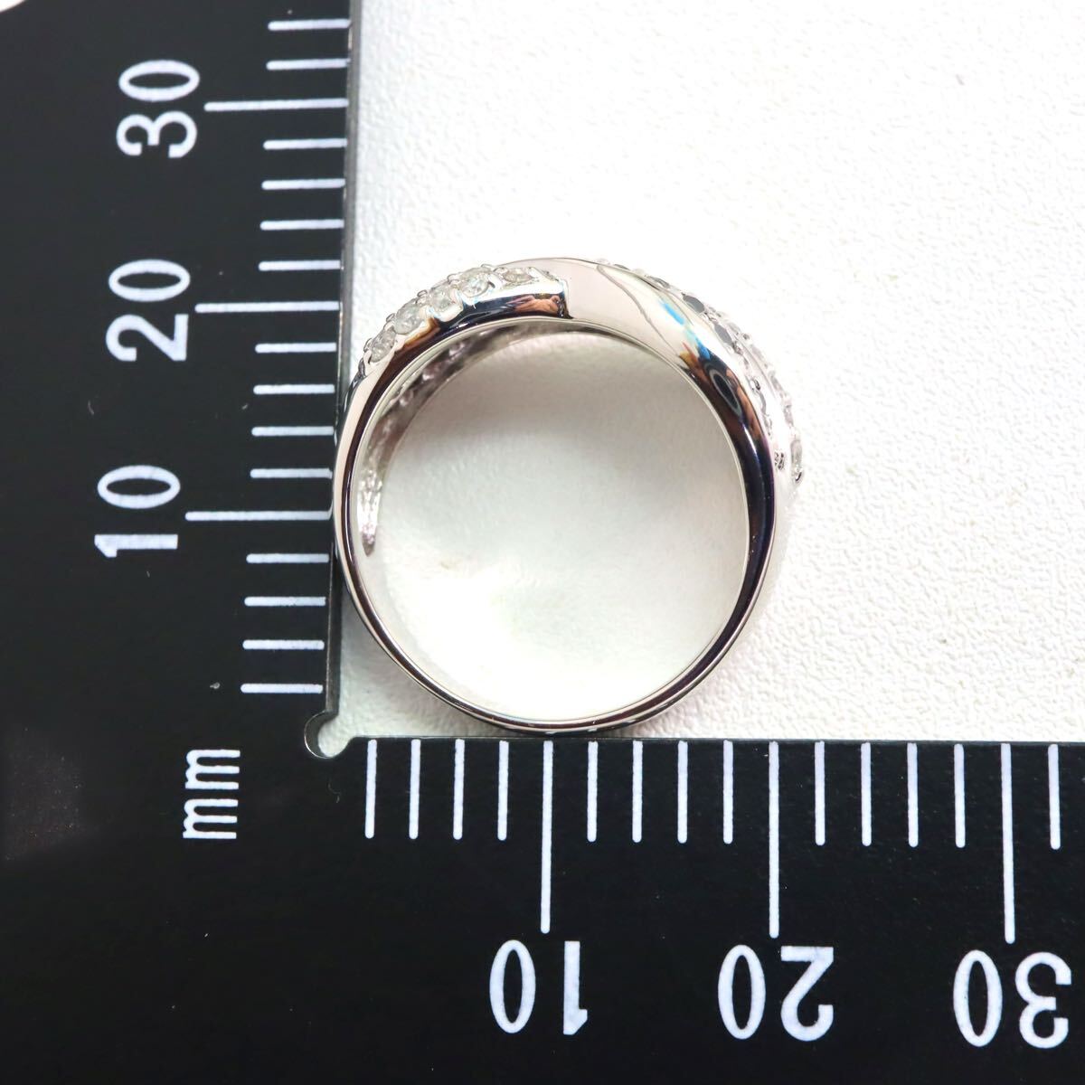 K14WG!!1.00ct!!■天然ブラックダイヤモンド/天然ダイヤモンドリング■D 約4.3g 約14号 #14 black diamond 指輪 ring EE5/EE6 U966_画像6