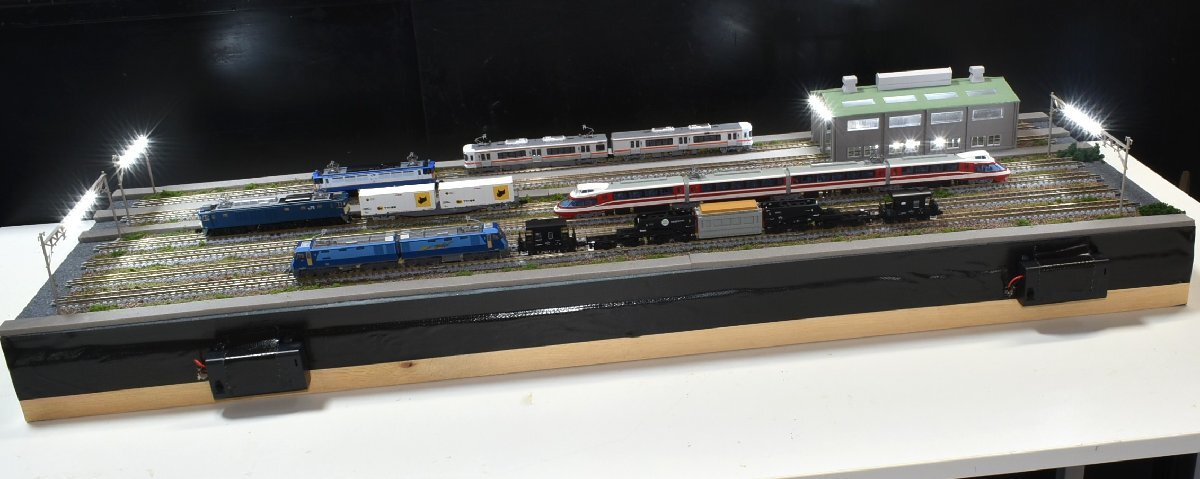 【SAZAN】鉄道ジオラマ展示台【※照明付き】6線路:複線機関庫+4線ヤード灯の照明付き(他の商品と同梱不可)※90x30cm★69_画像6