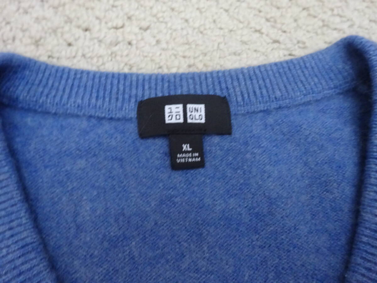 UNIQLO ユニクロ★カシミヤ100% Vネック 長袖 ニット セーター カシミヤセーター メンズ 美品 XL_画像3