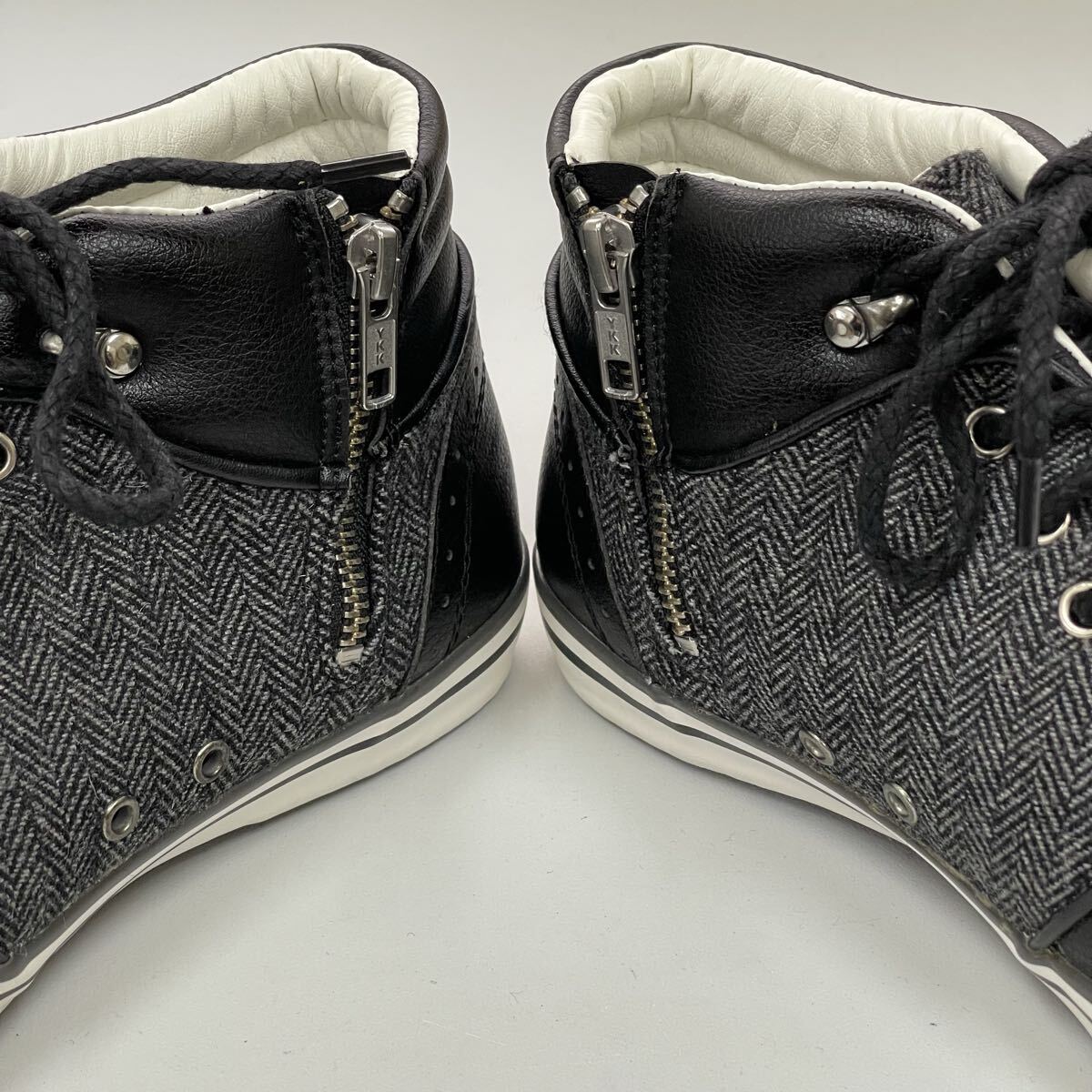 【未使用】tk.TAKEO KIKUCHI ミドルカットスニーカー グレーメブラック 25,5cm ティーケータケオキクチ サイドジップ 美品_画像8
