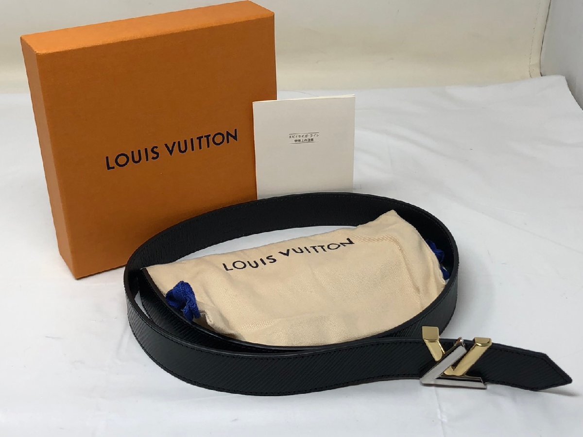 ◆LOUISVUITTON　ルイヴィトン　サンチュールツイスト　ベルト　M9360　エピ　黒系　箱付　中古◆16798★_画像1