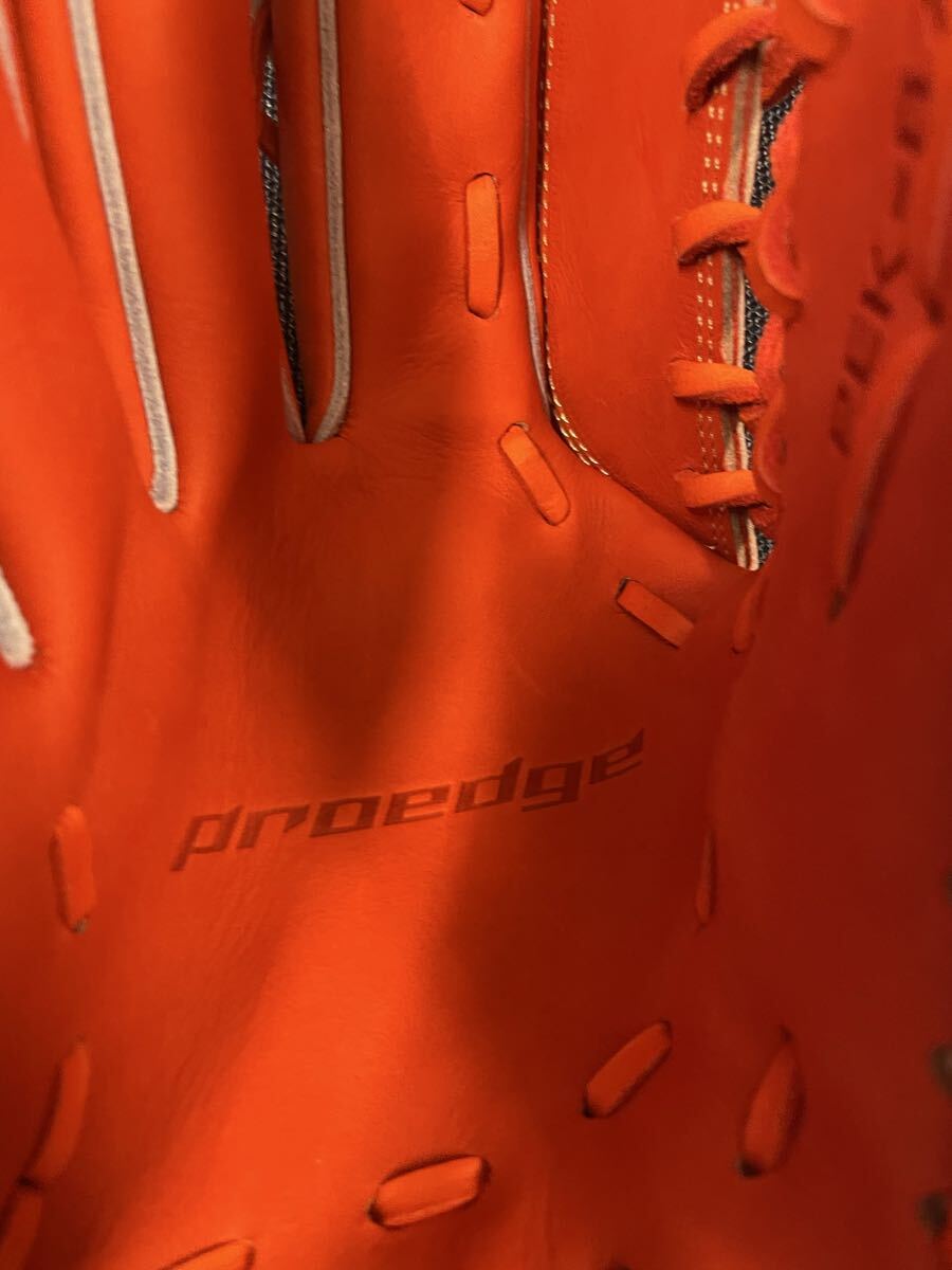 訳あり特価 プロエッジ SSK 野球 硬式グローブ 一般用 大人 左投げ グラブ 外野 左利き オレンジ 高校野球対応 ロング 匿名配送_画像5