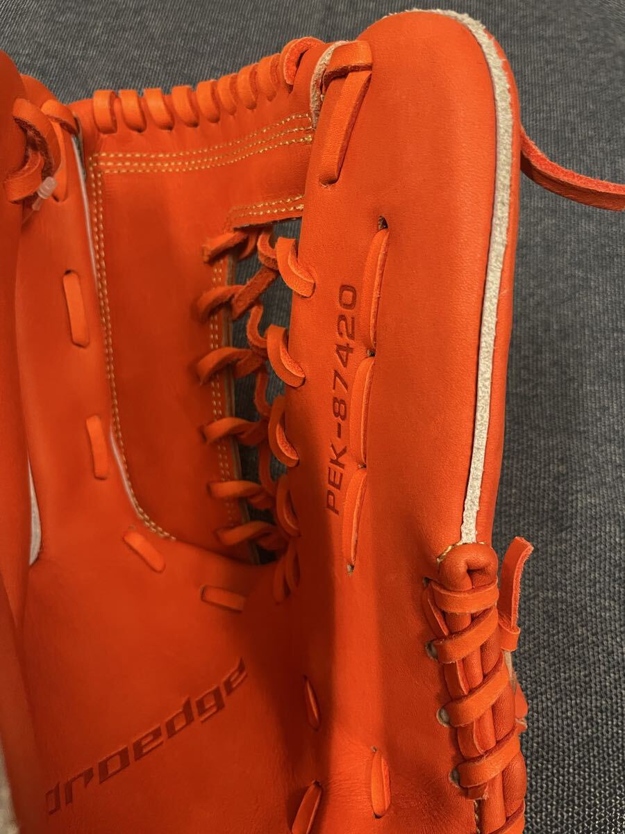 訳あり特価 プロエッジ SSK 野球 硬式グローブ 一般用 大人 左投げ グラブ 外野 左利き オレンジ 高校野球対応 ロング 匿名配送_画像7