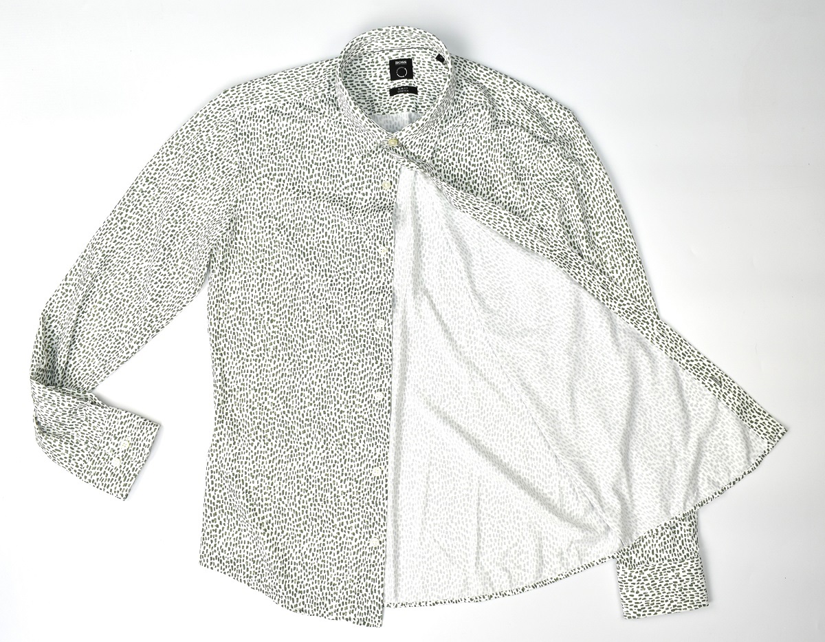 ヒューゴ・ボス】しっとり肌触り スリムフィットストレッチ シャツ_画像3