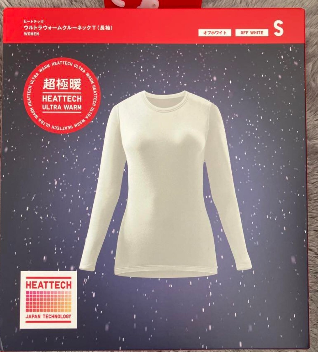 ユニクロ 超極暖 ヒートテックウルトラウォーム クルーネックｔ オフホワイト Ｓ_画像1