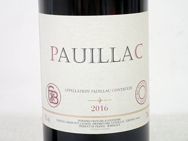 ●酒●　未開栓　ポイヤック・ド・フランソワ・グザヴィエ・ボリー　2016　13度 750ml　（管理D11-2）_画像2