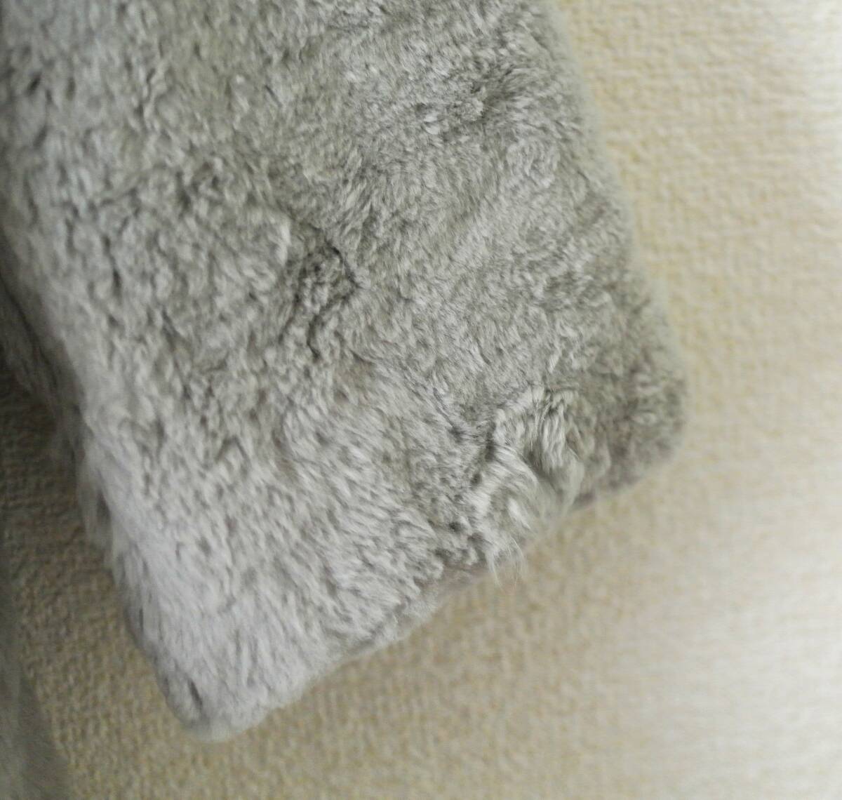 ハリス harriss ラビットファーコート グレー スタンドカラー 36 リアルファー_画像6