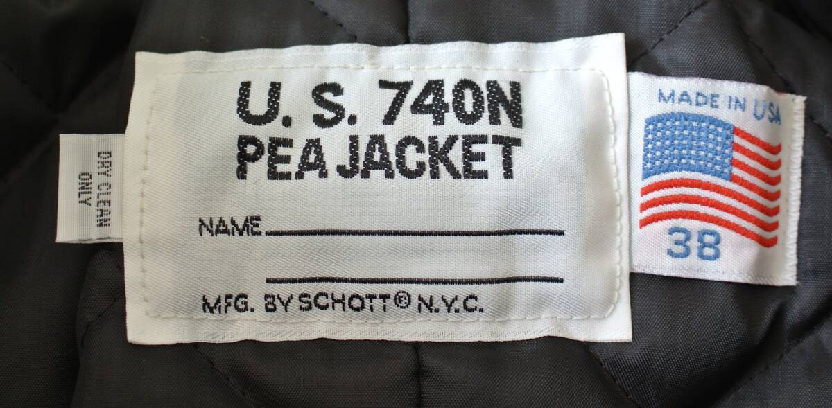 Schott N.Y.C. U.S.740N PEA JACKET Pコート 38サイズ オックスグレー 中古美品_画像5