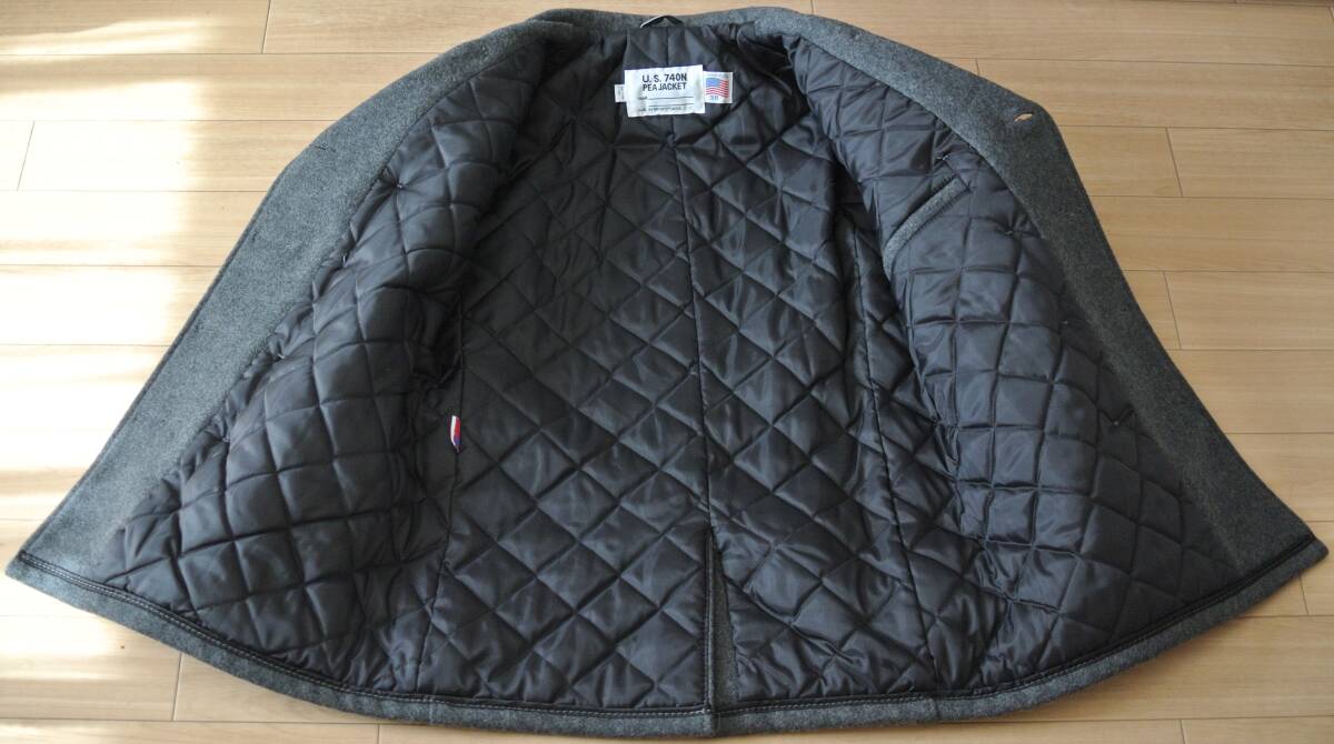 Schott N.Y.C. U.S.740N PEA JACKET Pコート 38サイズ オックスグレー 中古美品_画像4