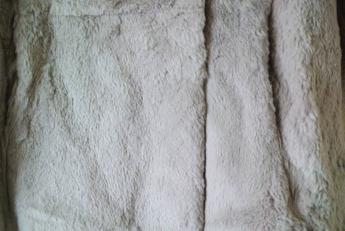 ハリス harriss ラビットファーコート グレー スタンドカラー 36 リアルファー_画像5