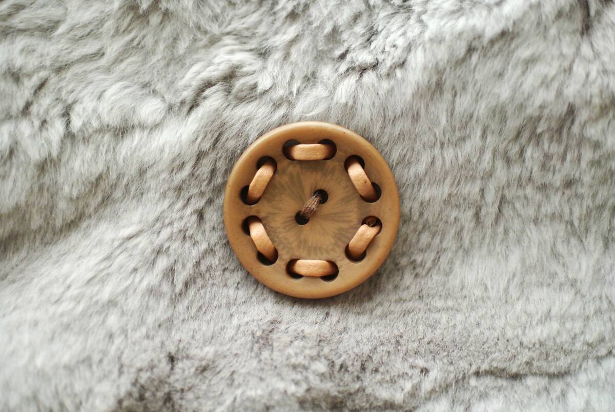 ハリス harriss ラビットファーコート グレー スタンドカラー 36 リアルファー_画像8