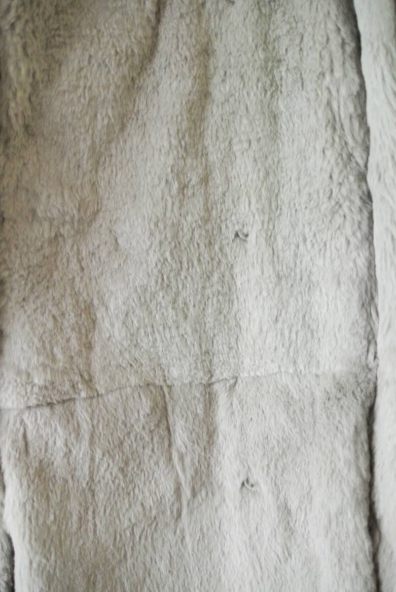 ハリス harriss ラビットファーコート グレー スタンドカラー 36 リアルファー_画像7