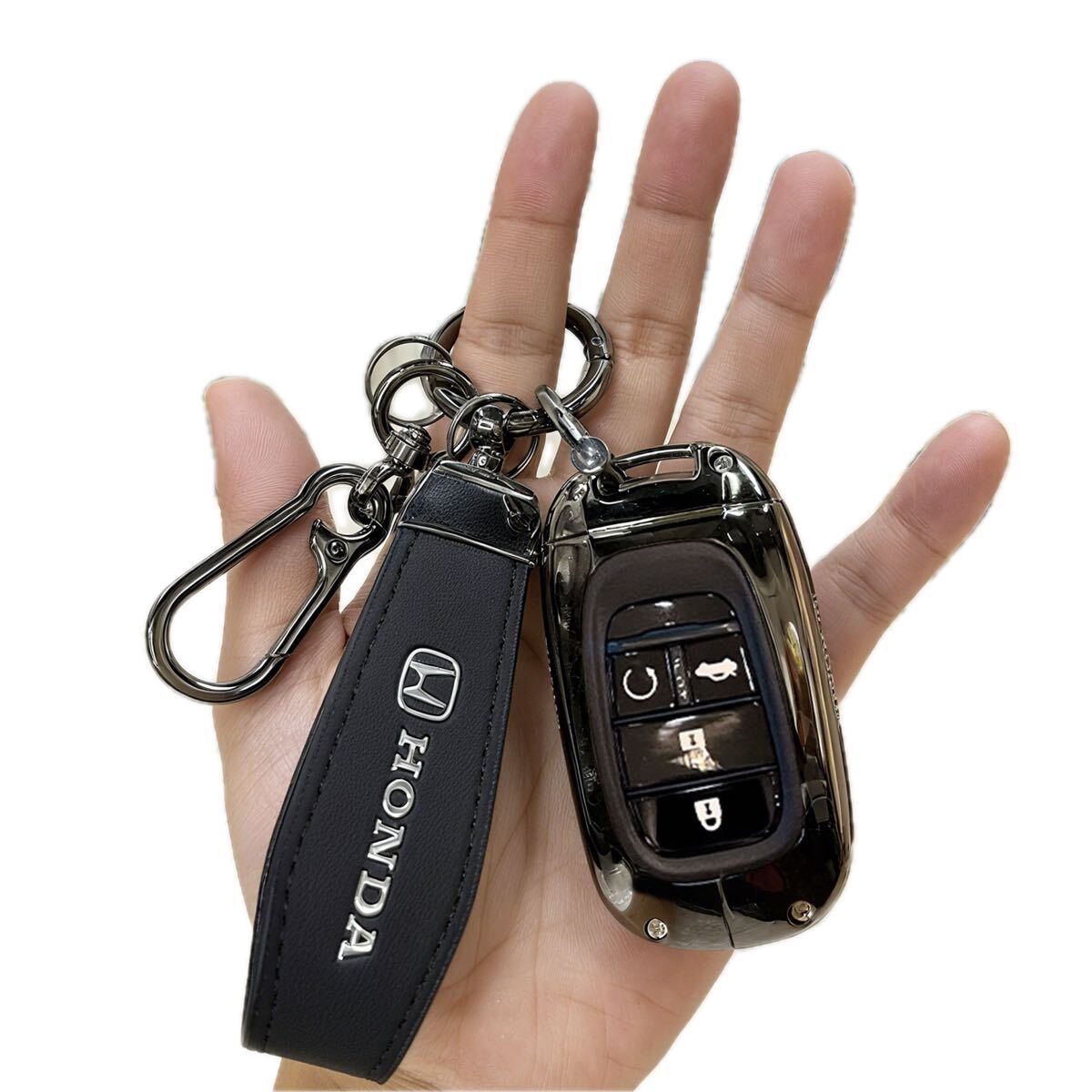 ホンダ キーケース ブラック キーカバー キーホルダー 新型ヴェゼル RV系 ステップワゴン スパーダ シビック ZR-V N-BOX フリード_画像2
