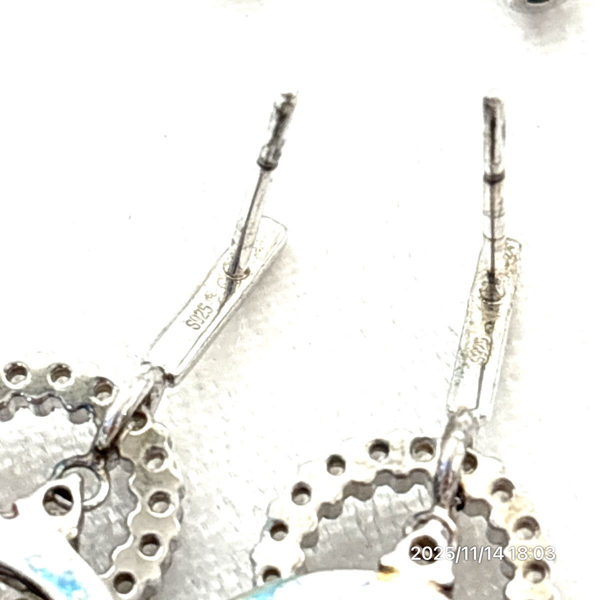 SILVER925 SV925 ARMANI エンポリオ アルマーニ サークル調 ラインストーン ピアス イヤリング アクセサリー 装飾品 箱付き_画像5