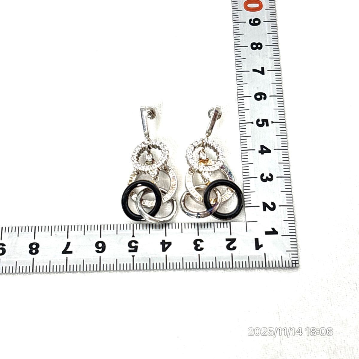 SILVER925 SV925 ARMANI エンポリオ アルマーニ サークル調 ラインストーン ピアス イヤリング アクセサリー 装飾品 箱付き_画像8