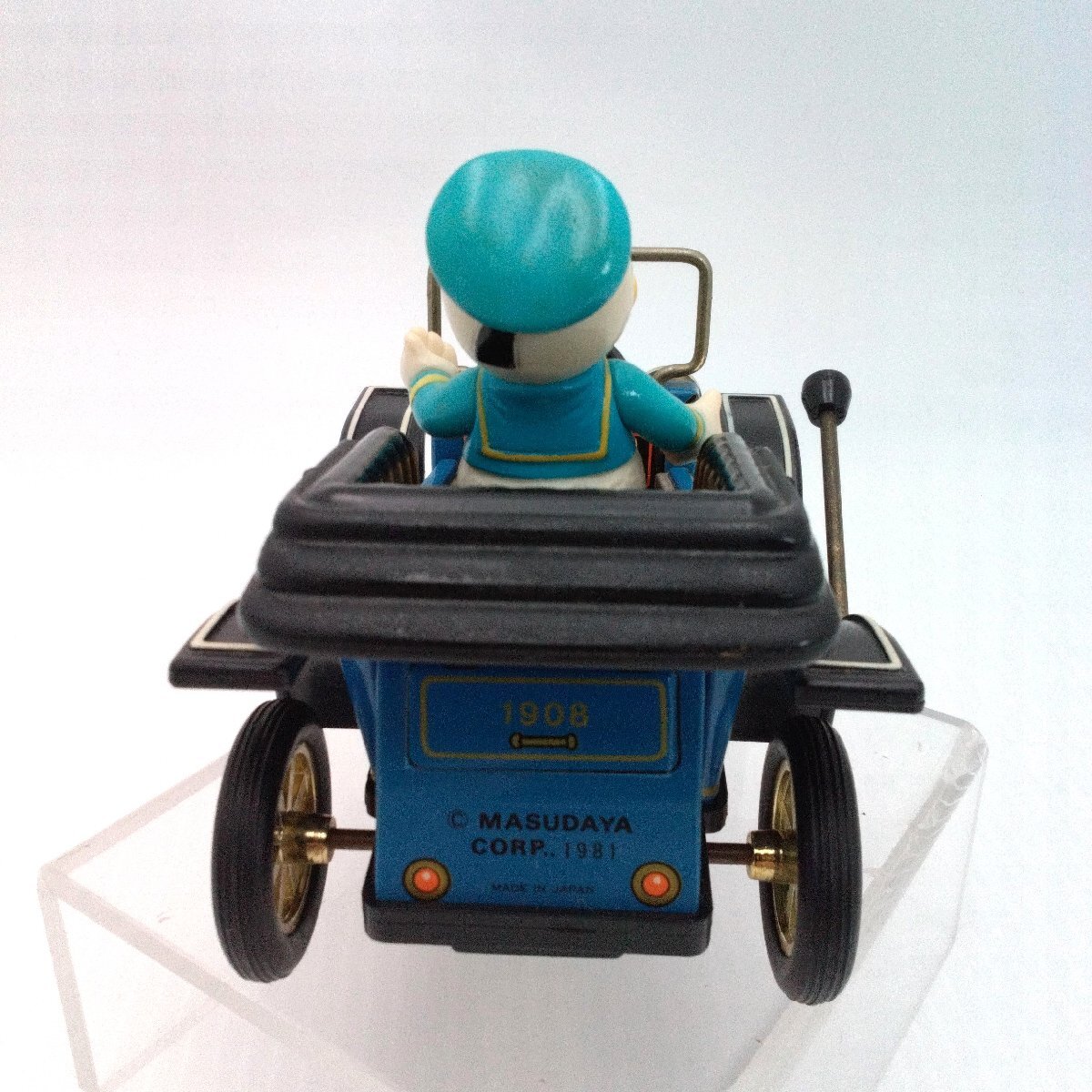 ドナルドダック マスダヤ クラシックカー レバーアクション ディズニー 1981年 当時物 昭和レトロ 動作品 フリクション ブリキ 道楽札幌_画像4