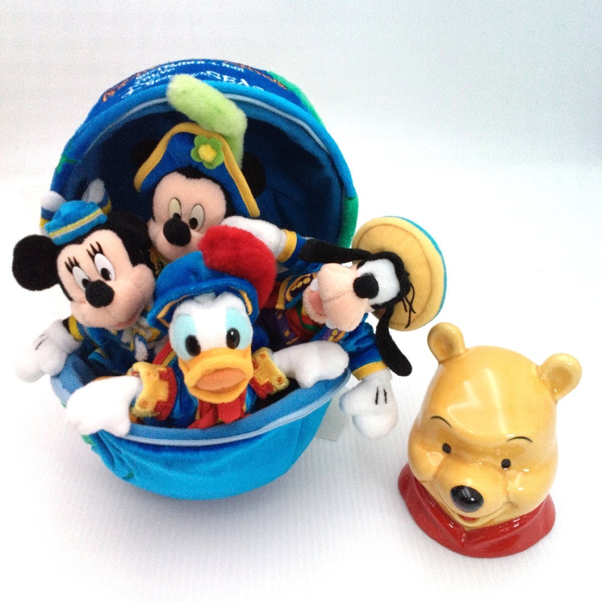 ディズニーシー GRAND OPENING ぬいぐるみセット 2001 グランドオープニング/プーさん 陶器製 レトロ 貯金箱 ミッキー ミニー【道楽札幌】_画像1