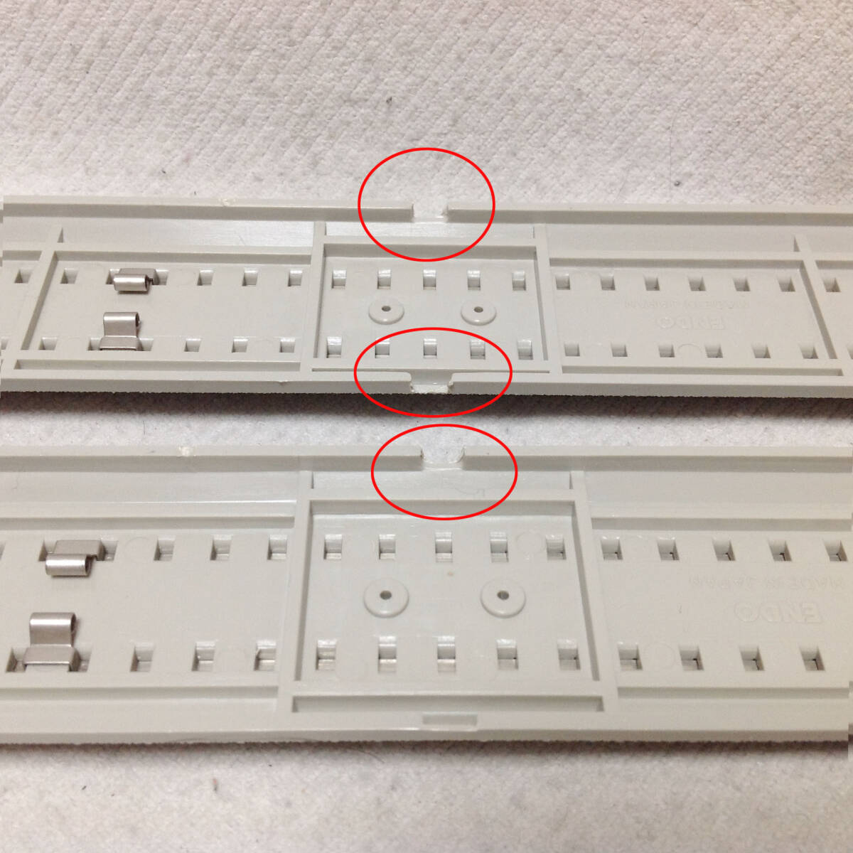 エンドウ H1001 直線250L 10本入 HO ニューシステム線路 その2 レール清掃 走行確認済 道床に欠き取り有り及び変色有り_画像9