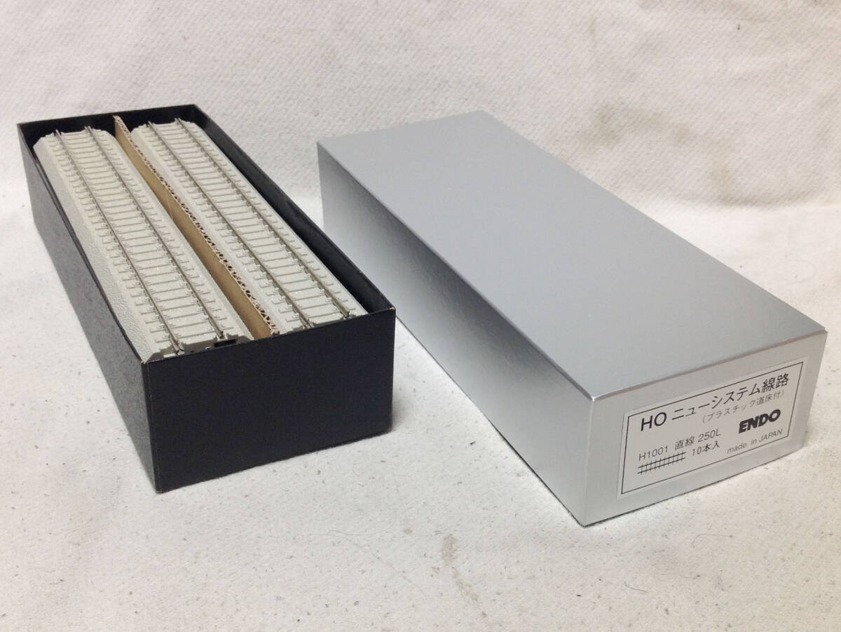 エンドウ H1001 直線250L 10本入 HO ニューシステム線路 その2 レール清掃 走行確認済 道床に欠き取り有り及び変色有り_画像2