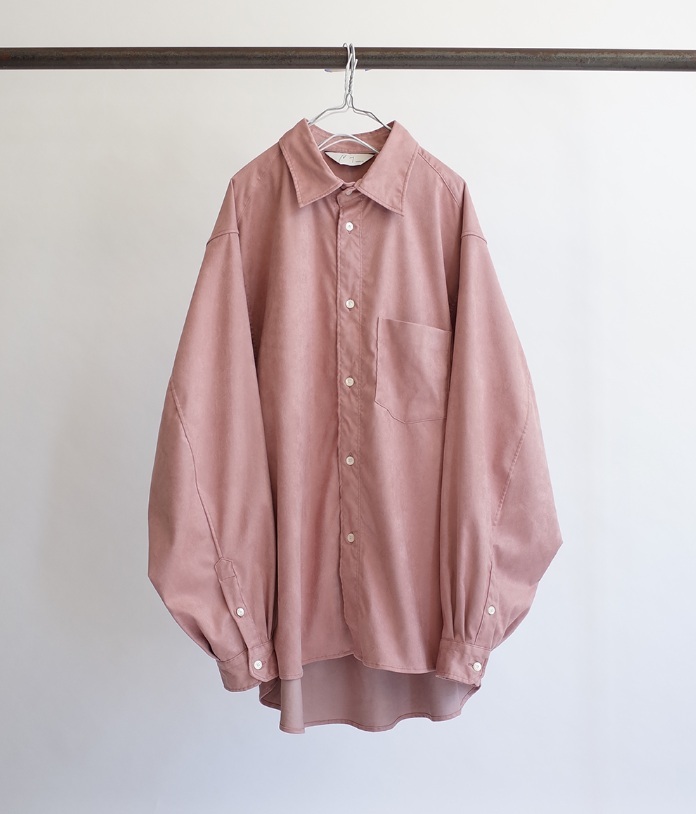 ancellm FAKE SUEDE OVER SIZE LS SHIRT(PINK)_画像2