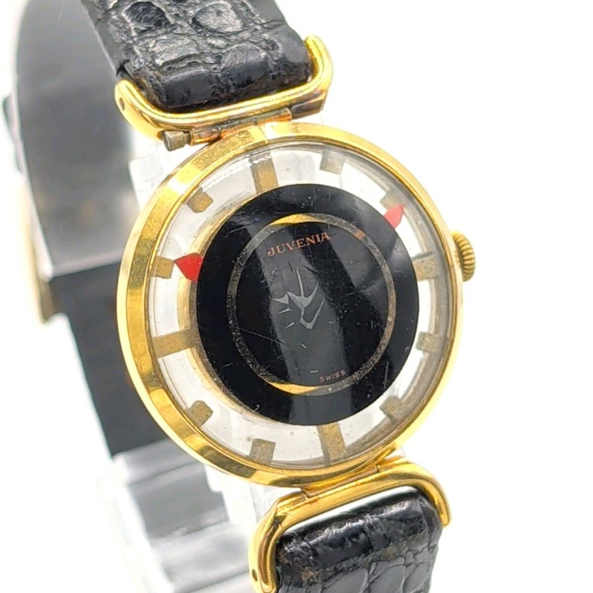JUVENILIA 70s ジュべニリア 時計 手巻き式 ミステリーダイアル 裏スケルトン レディース ラウンド 希少 ヴィンテージ アンティーク 不動品_画像2