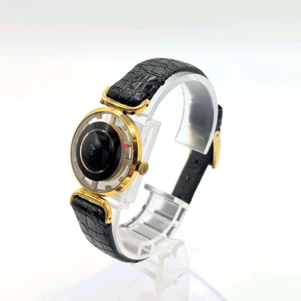 JUVENILIA 70s ジュべニリア 時計 手巻き式 ミステリーダイアル 裏スケルトン レディース ラウンド 希少 ヴィンテージ アンティーク 不動品_画像3