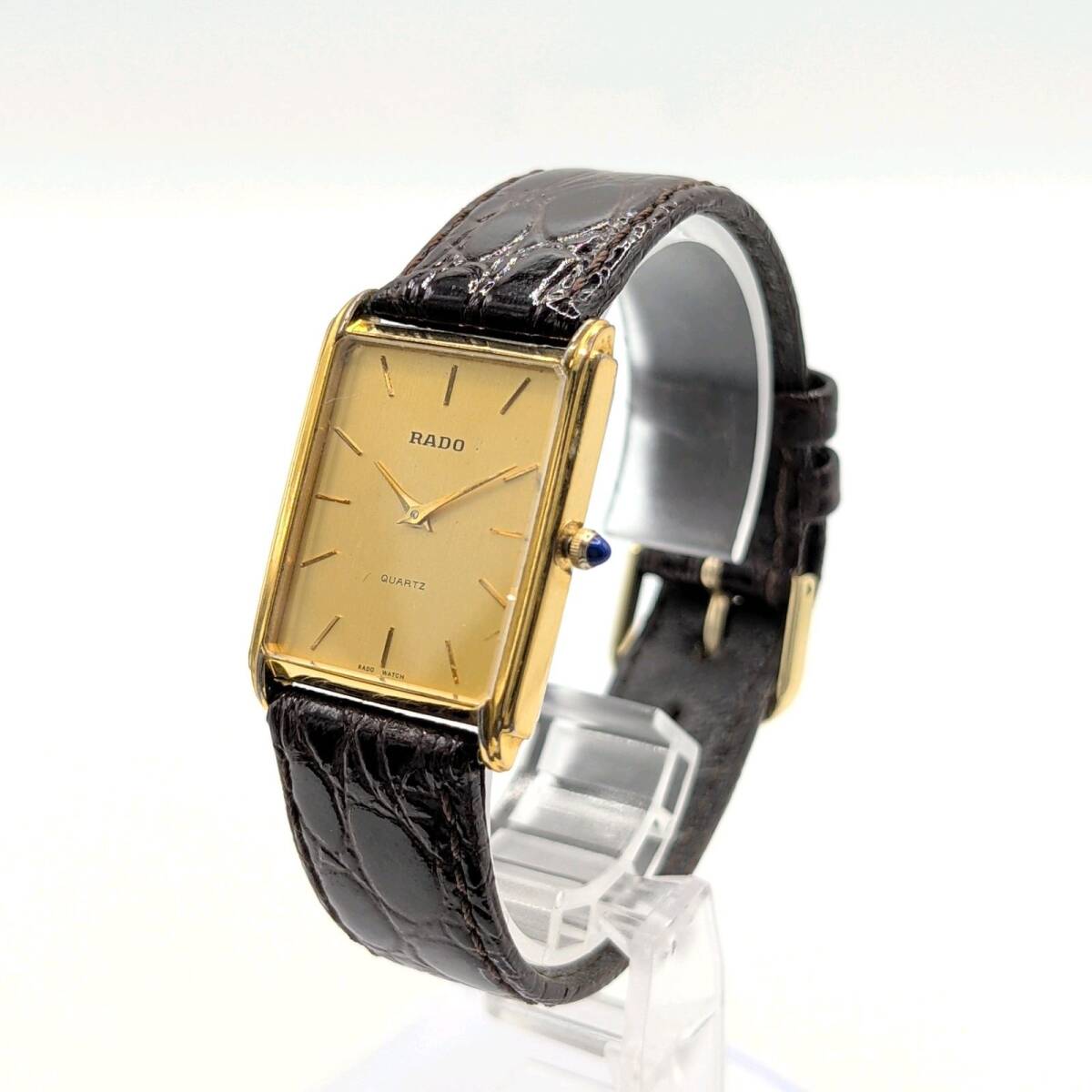 RADO Watch Quartz Rectangular Y2K ラド 時計 クオーツ メンズ レクタンギュラー スクエア ゴールド ゴールド文字盤 ヴィンテージ 稼働品_画像3