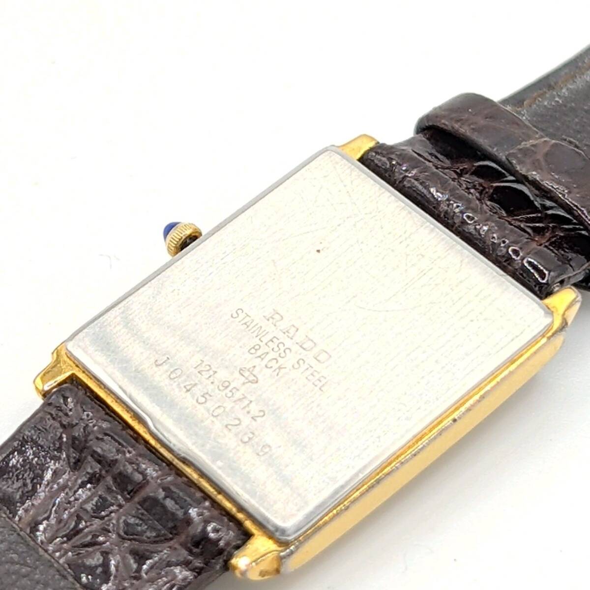 RADO Watch Quartz Rectangular Y2K ラド 時計 クオーツ メンズ レクタンギュラー スクエア ゴールド ゴールド文字盤 ヴィンテージ 稼働品_画像7