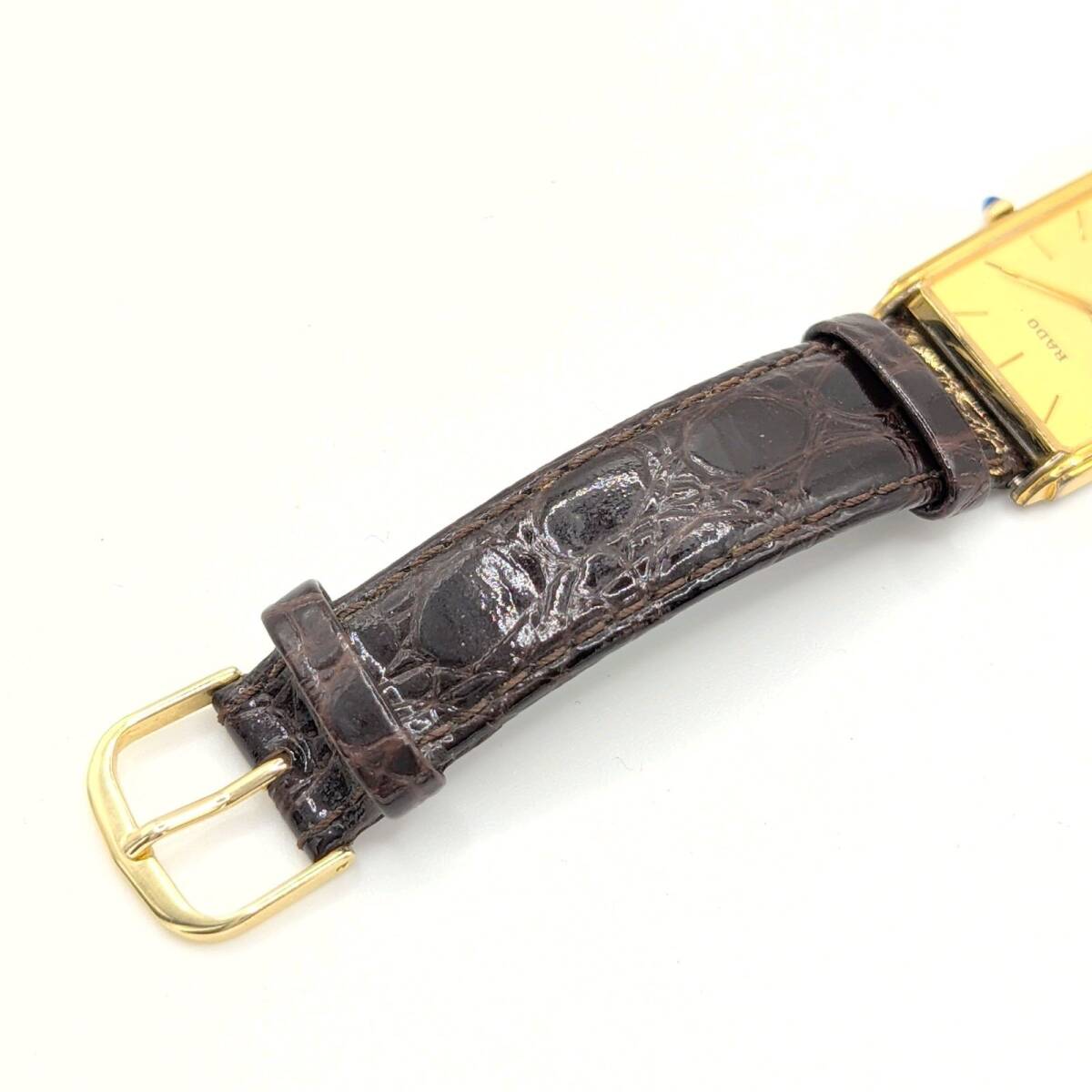 RADO Watch Quartz Rectangular Y2K ラド 時計 クオーツ メンズ レクタンギュラー スクエア ゴールド ゴールド文字盤 ヴィンテージ 稼働品_画像10