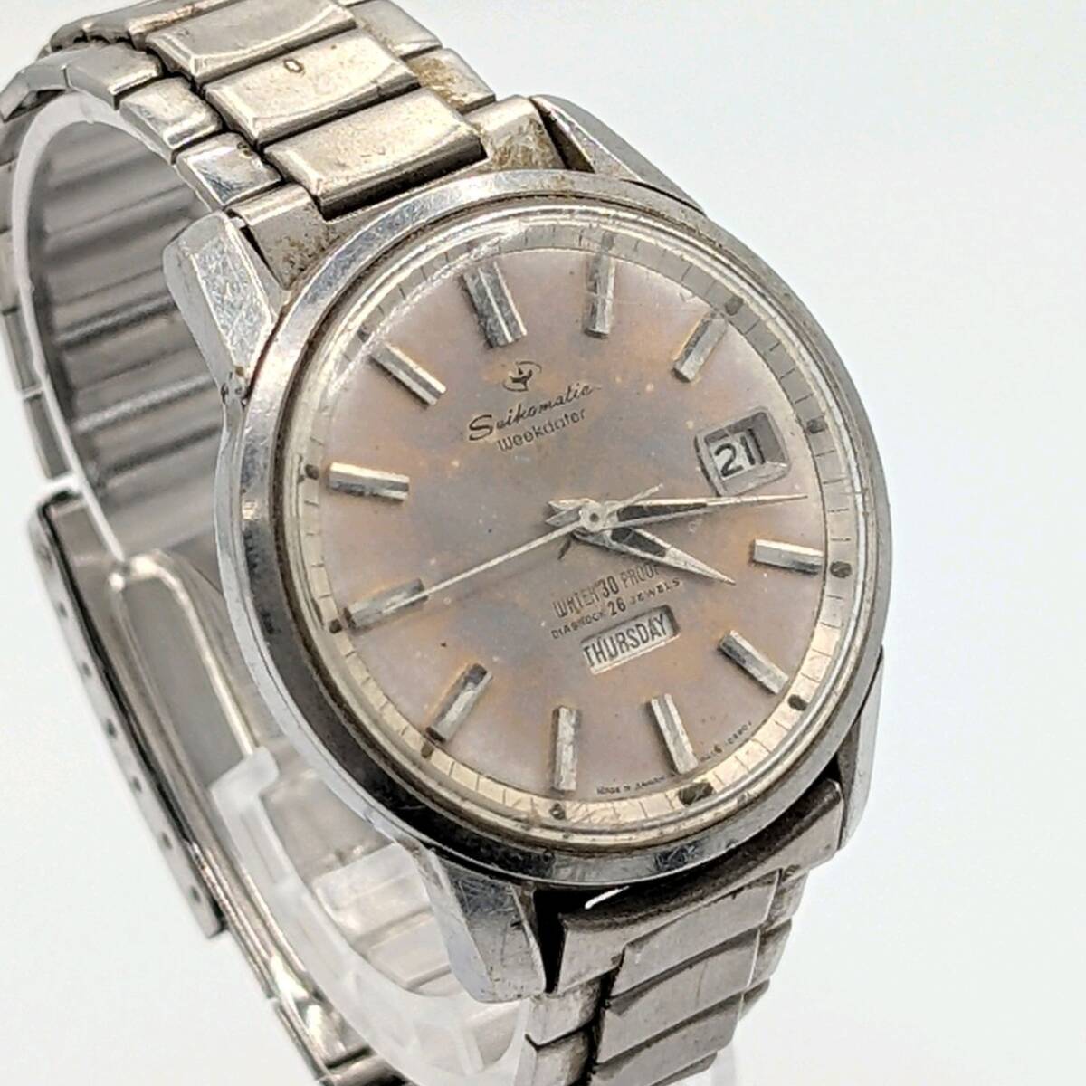 SEIKO Weekdater Watch Y2K 00S Vintage Working セイコー ウィークデータ メンズ 時計 自動巻き ラウンド シルバー ヴィンテージ 稼働品_画像2