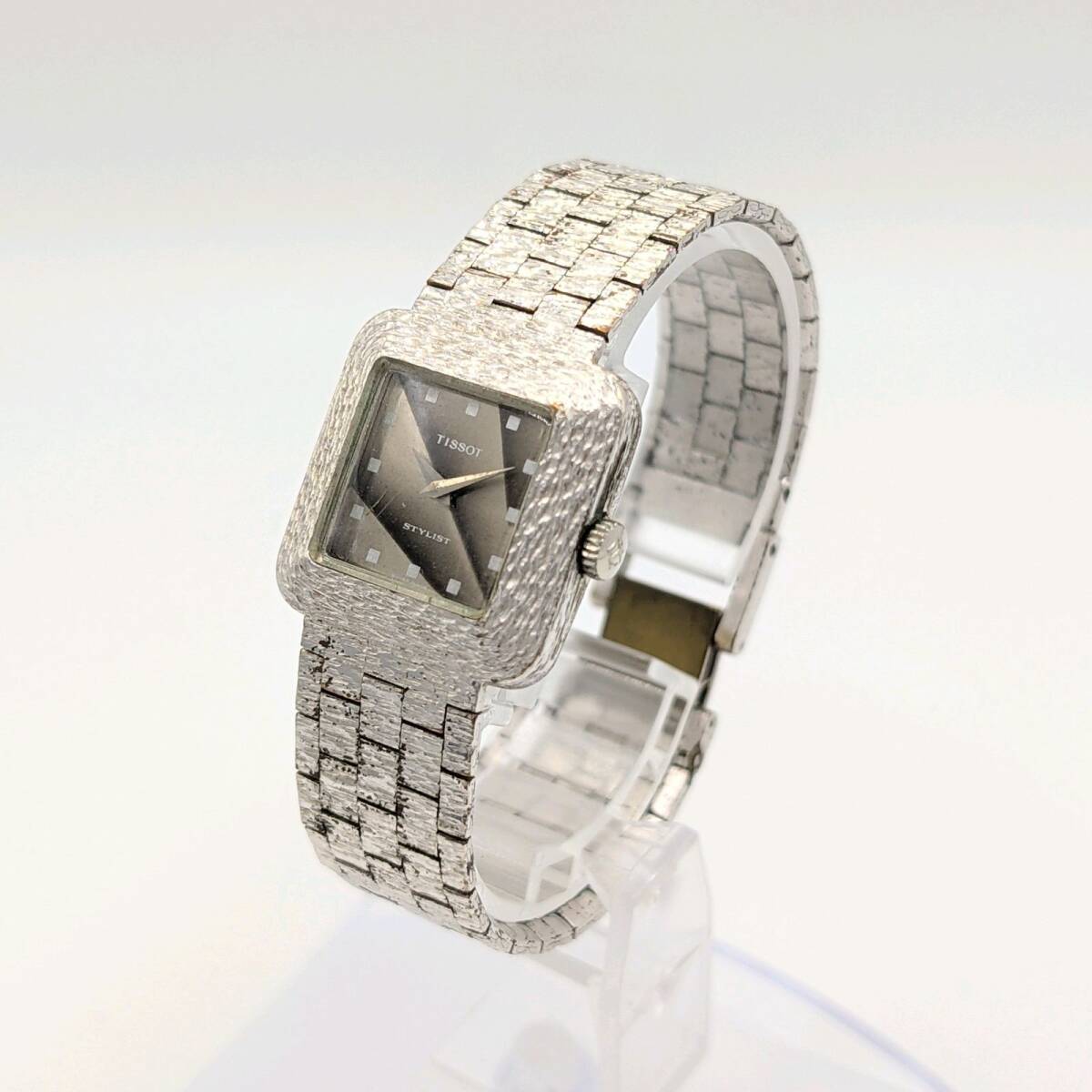 TISSOT Watch Ladies QZ Silver Y2K 00S Vintage Not Working ティソ レディース 時計 クオーツ スクエア シルバー ヴィンテージ 不動品_画像3