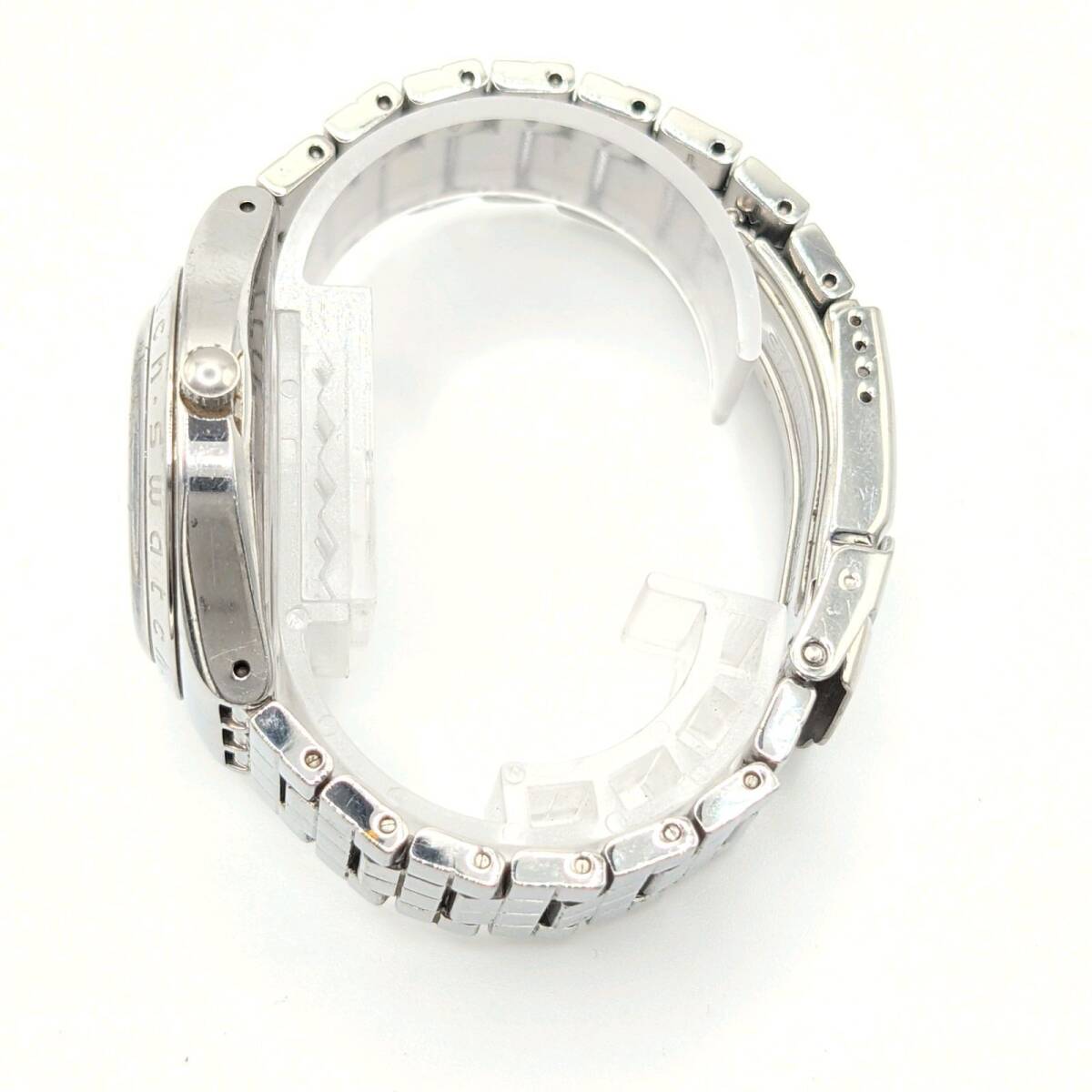 SWATCH Watch QZ Men's Round Silver Navy Day-Date スウォッチ 時計 クオーツ メンズ ラウンド シルバー ネイビー デイデイト 稼働品_画像5